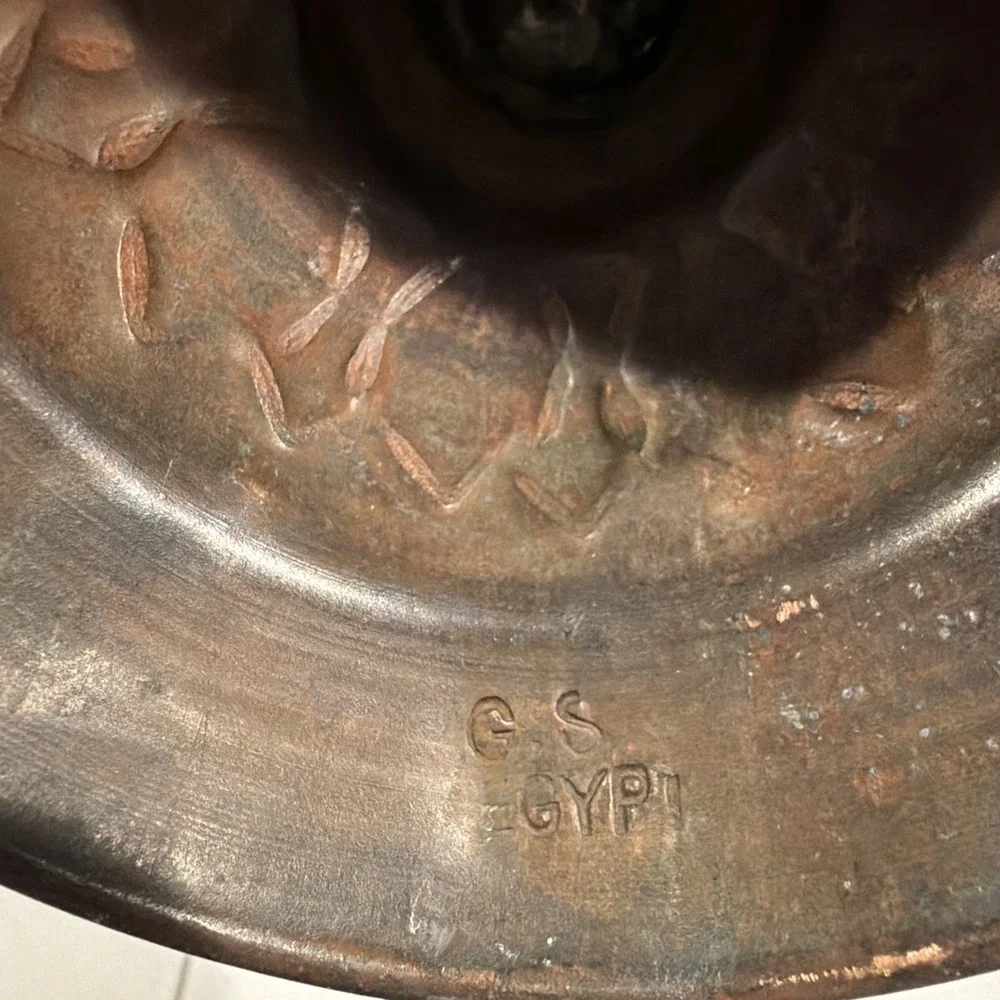 Vtg Tin Washed Copper? Chalice Goblet Vase Marked GS‎ Made In Egypt  10